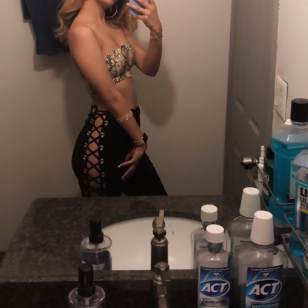 Fashion nova black lace up pants